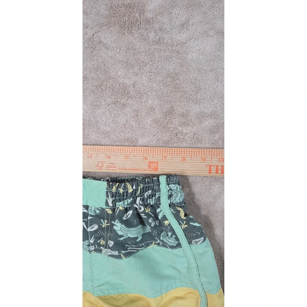 Patagonia swim shorts toddler size 3T Green Yellow Worn Wear 60310S EUC
